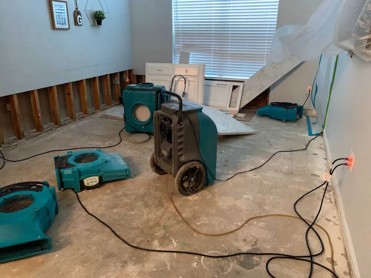 Dehumidifier in flood-cut room for Water Damage Restoration in Hermiston